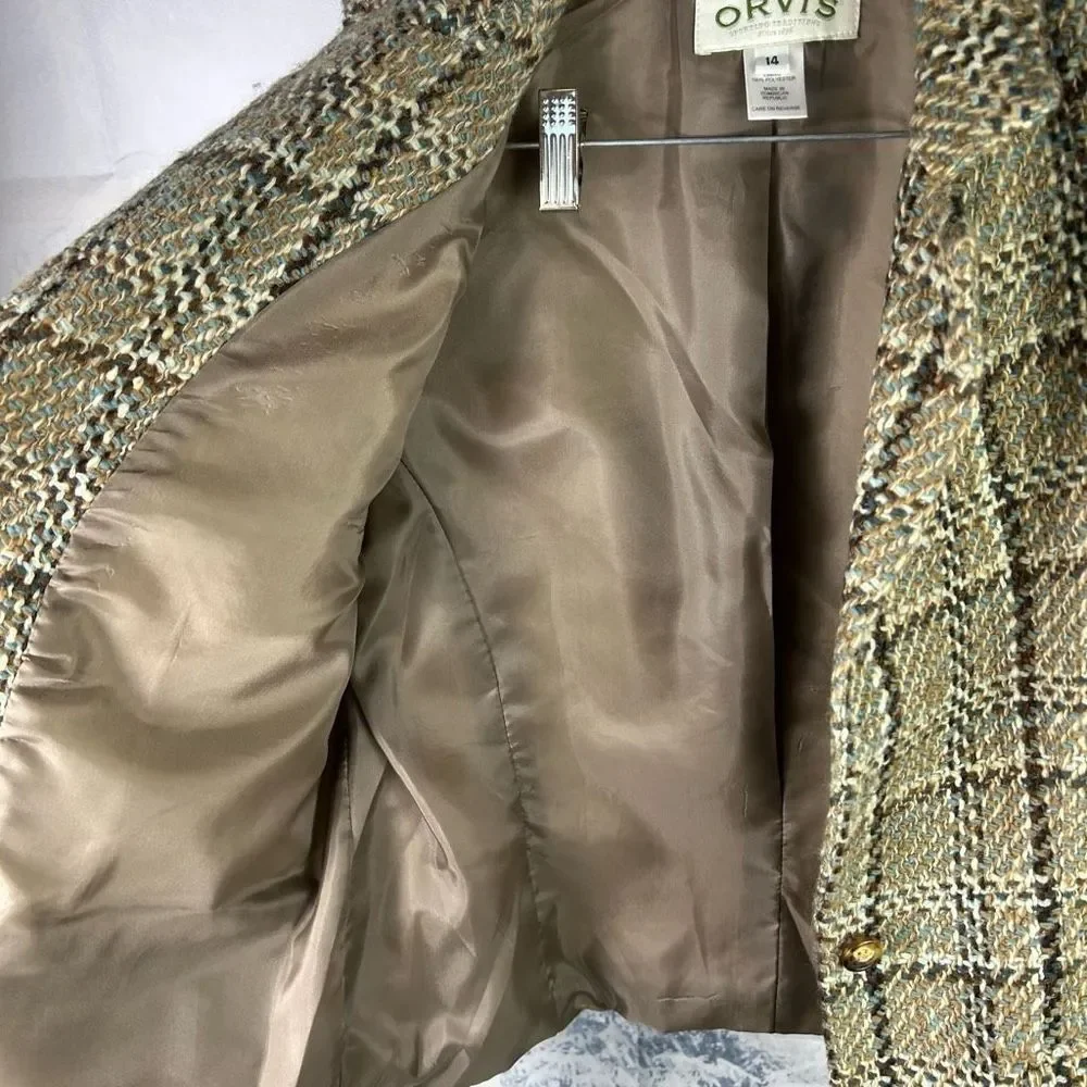 Orvis Wool Plaid Single Breasted Blazer Coat - Picture 10 of 14